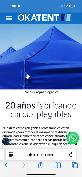 Carpa Plegable Azul Okatent impermeable