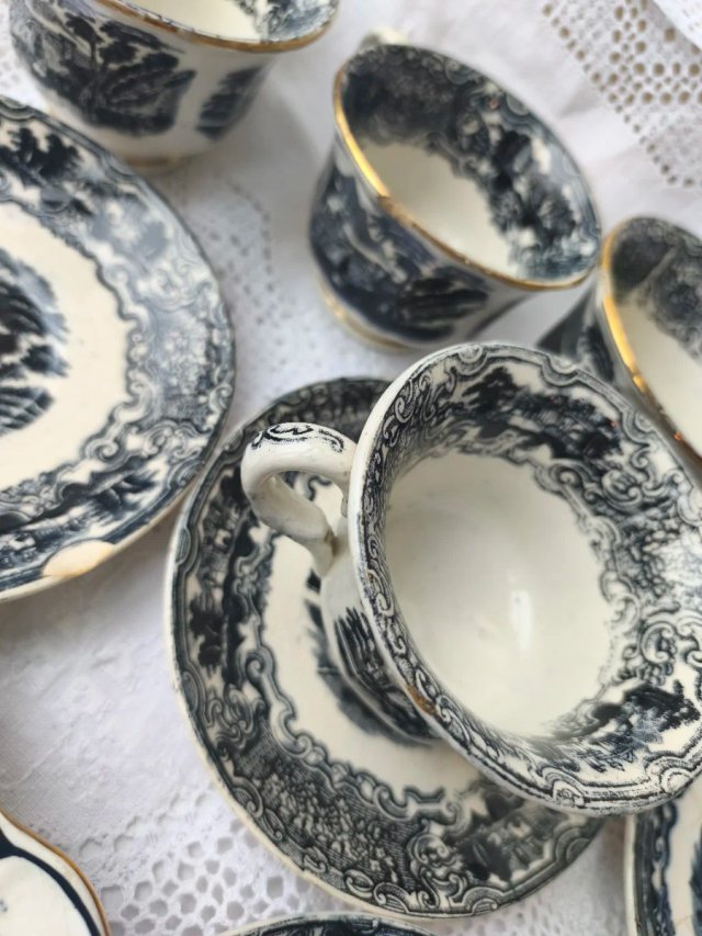 Conjunto Loza La Cartuja-Pickman Azul y Blanco