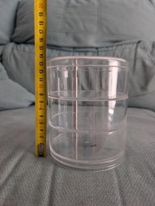 Joyero cilíndrico transparente