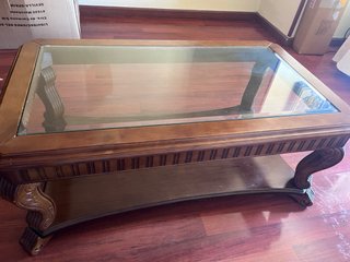 Mesa de centro madera y cristal elegante