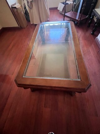 Mesa de centro madera y cristal elegante