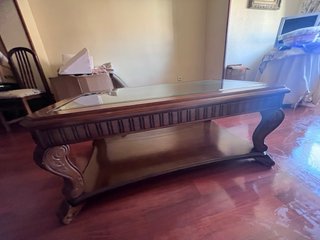Mesa de centro madera y cristal elegante