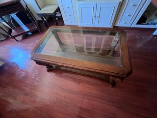 Mesa de centro madera y cristal elegante