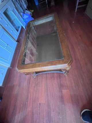 Mesa de centro madera y cristal elegante