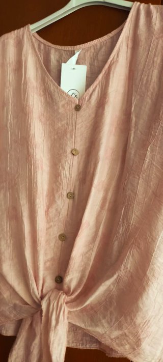 Blusa rosa anudada talla única