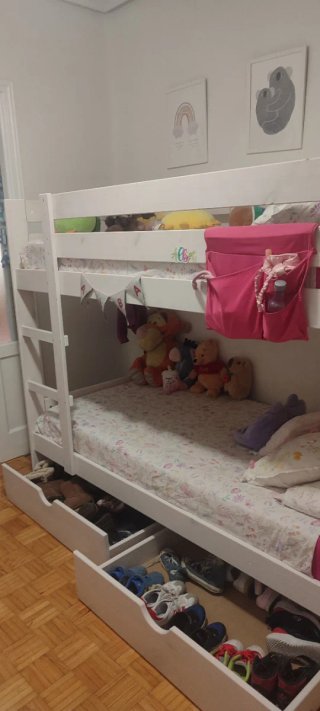 Litera madera con cajones y colchones
