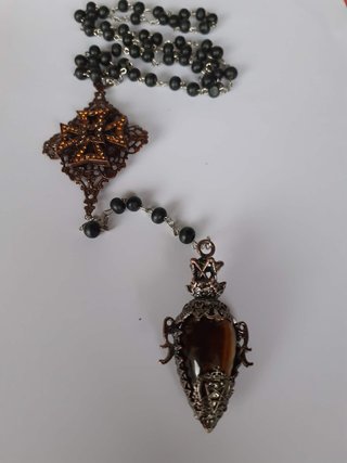 Rosario goth occhio di tigre e bronzo  y2k goth