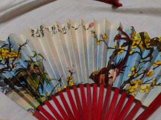 Lote Abanico oriental pintado a mano