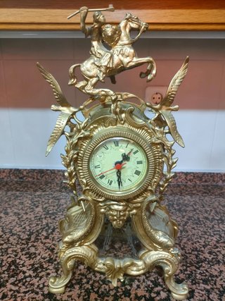2 Candelabros de Bronce + Reloj Vintage