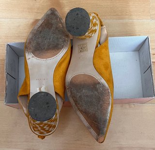 Zapatos tacón mujer amarillo 7cm