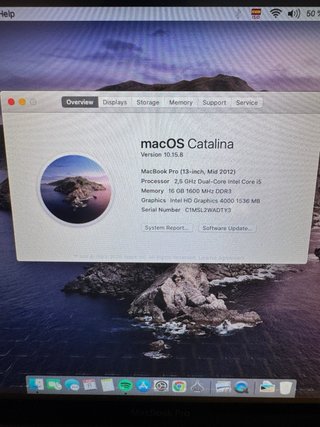 MacBook Pro 13” 2012 16GB RAM SSD 480GB