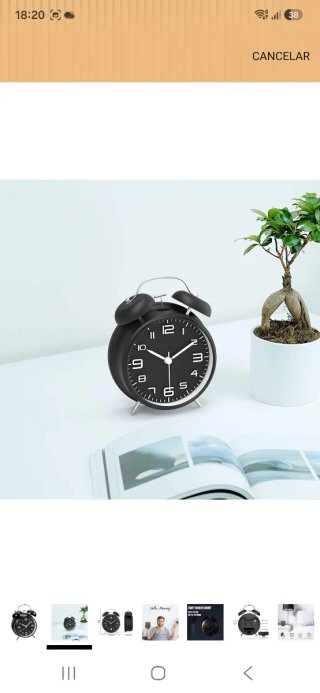 Reloj despertador analógico negro y plateado nuevo