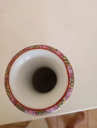 Jarrón Canton Rosa Porcelana Dorado
