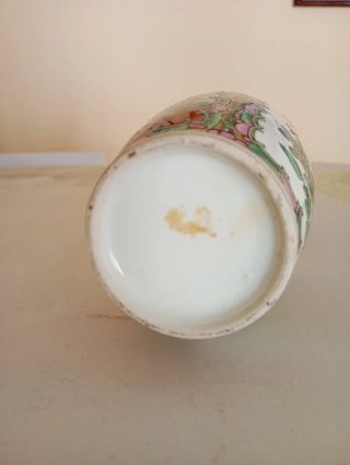 Jarrón Canton Rosa Porcelana Dorado