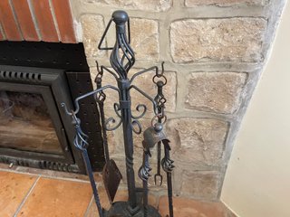 Juego Accesorios Chimenea Hierro Forjado Antiguo