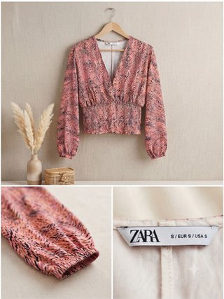 Blusa Zara cebra rosa naranja Talla S