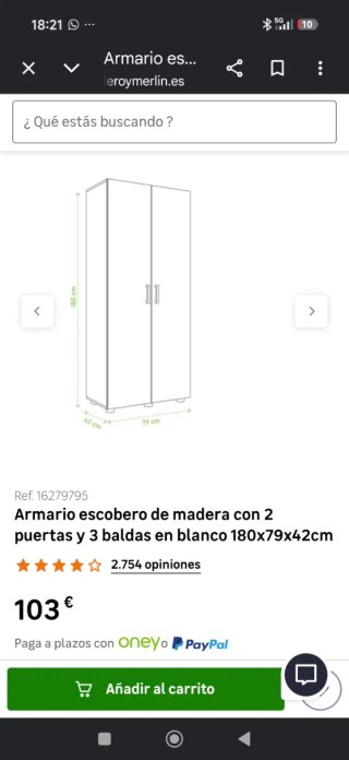 Armario Escobero Blanco