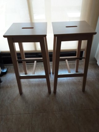 2 Banquetas Cocina 70cm Madera Beige Ikea