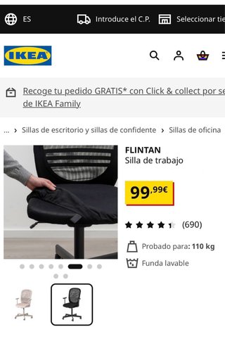 Silla de oficina IKEA FLINTAN Negra