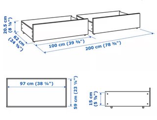 Cajones para cama chapa roble tinte blanco