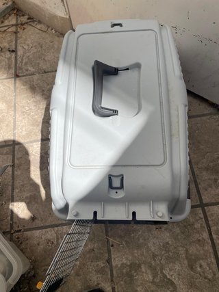 Transportín para mascotas gris y negro