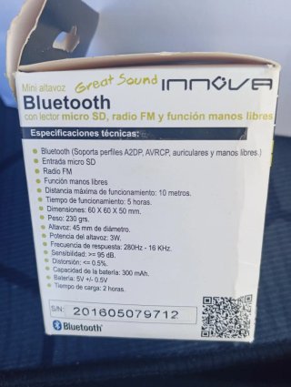 Mini Altavoz Bluetooth Innova Negro