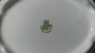 Vajilla alemana porcelana azul y dorada