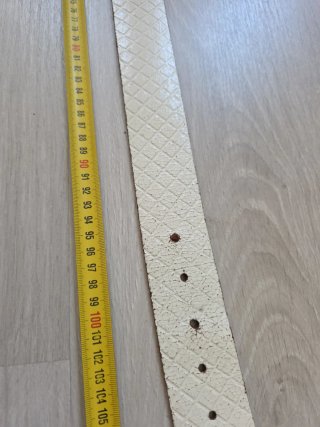 Cinturón 120cm de cuero blanco rústico