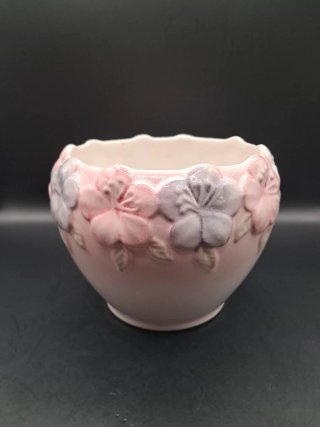 Macetero Cerámica Flores Rosa y morado