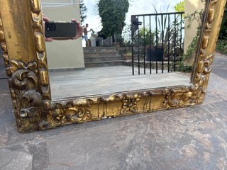 Espejo Antiguo Dorado Marco Tallado