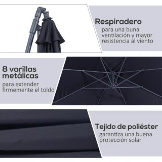 Sombrilla de exterior negra