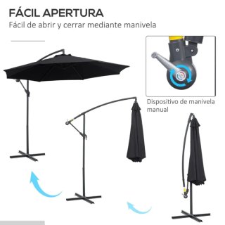 Sombrilla de exterior negra