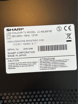 Sharp 40” Full HD LCD TV LC-40LE810E