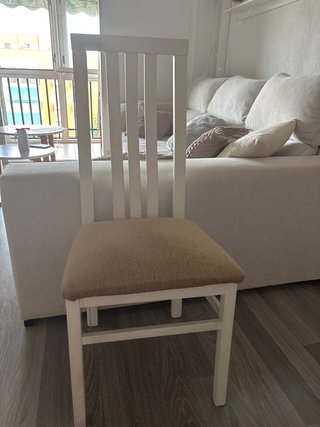 Pack 6 sillas madera tapizadas beige