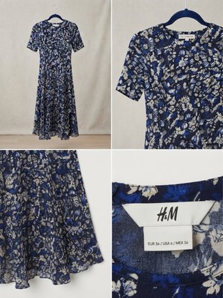 Vestido H&M floral azul talla S