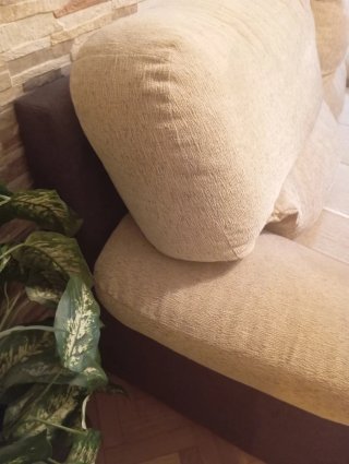 REGALO Sofá 3+2 plazas tela beige/marrón