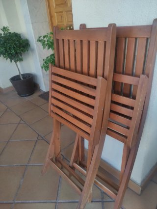 2 Sillas de Jardín Madera teka Marrón