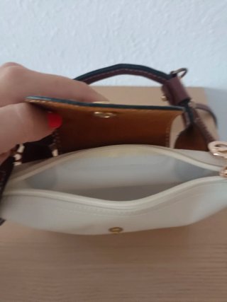 Bolso Longchamp Doble Asa Marrón y Blanco