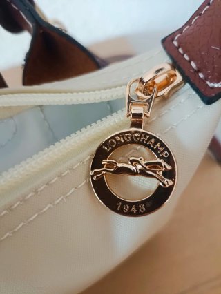 Bolso Longchamp Doble Asa Marrón y Blanco