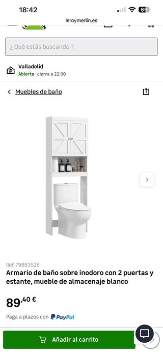 Mueble Estantería Lavadora/WC Blanco