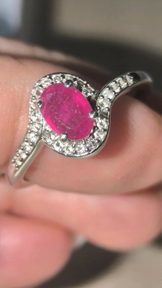 Anillo Plata Ley Rubí Diamante Topacios