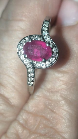 Anillo Plata Ley Rubí Diamante Topacios