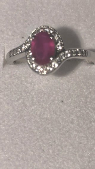 Anillo Plata Ley Rubí Diamante Topacios