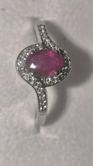 Anillo Plata Ley Rubí Diamante Topacios