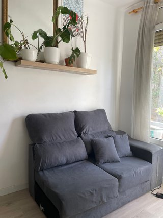 Sofá cama gris tela