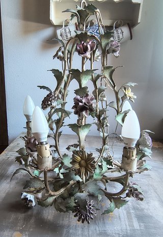 Lampadario ferro stile fiorentino floreale 5 luci