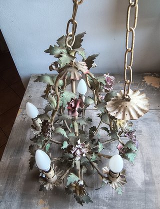 Lampadario ferro stile fiorentino floreale 5 luci
