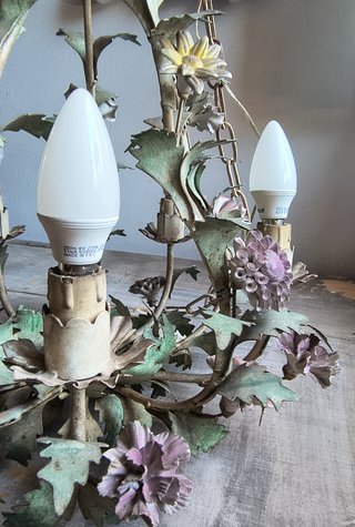 Lampadario ferro stile fiorentino floreale 5 luci