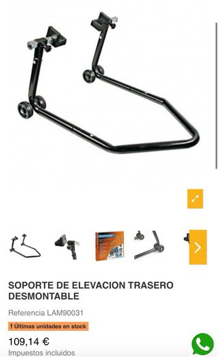 Soporte elevación moto posterior