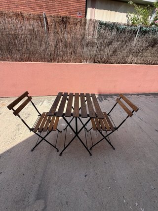 Mesa y 2 Sillas Terraza Plegables